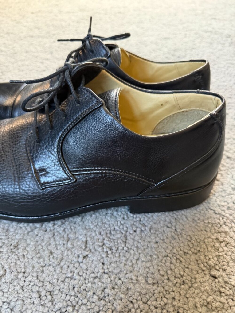 Studio Belvedere Duke Black Leather Cap Toe Oxfords Mens Dress Shoes Size 12 D - Picture 4 of 13
